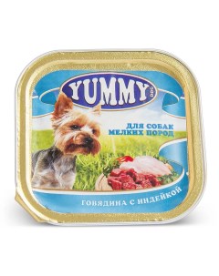 Влажный корм консервы для собак мелких пород с говядиной и индейкой 100 гр Yummy
