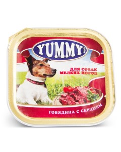 Влажный корм консервы для собак мелких пород с говядиной и сердцем 100 гр Yummy