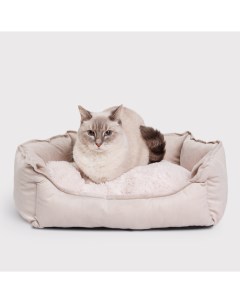 Лежак с искусственным мехом для кошек и собак 55х50х20 см бежевый Rurri