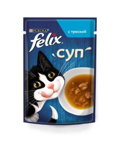 Суп влажный корм для взрослых кошек с треской в соусе 48 г Felix
