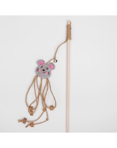 Игрушка дразнилка для кошек Мышка веревка с игрушкой 80 см Petmax