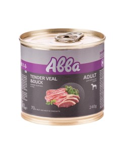 Adult Консервы для взрослых собак всех пород нежная телятина и утка 240 гр Avva