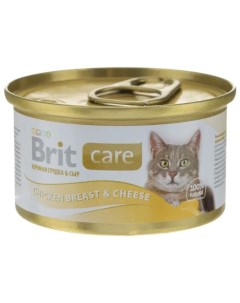 Care Влажный корм консервы для кошек с куриной грудкой и сыром 80 гр Brit*