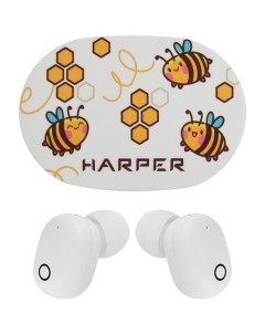 Наушники Bee HB 534 Bluetooth внутриканальные белый желтый Harper