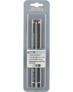 Набор из водорастворимых чернографитовых карандашей в блистере 3 шт твердость HB 4B 8B Cretacolor