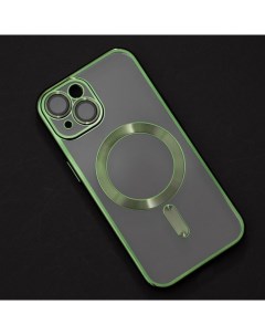 Чехол накладка для iPhone 15 с MagSafe прозрачный зеленый Qvatra