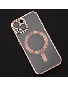 Чехол накладка для iPhone 15 с MagSafe прозрачный розовый Qvatra