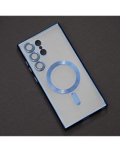 Чехол накладка для Samsung Galaxy S24 с MagSafe прозрачный синий Qvatra