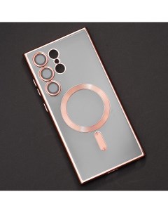 Чехол накладка для Samsung Galaxy S24 с MagSafe прозрачный розовый Qvatra