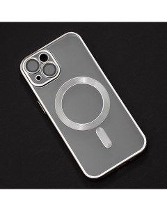 Чехол накладка для iPhone 15 с MagSafe прозрачный серебристый Qvatra