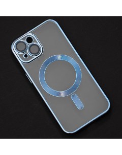 Чехол накладка для iPhone 15 с MagSafe прозрачный синий Qvatra