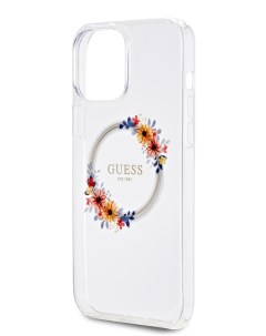 Чехол для iPhone 13 Pro Max с Magsafe Flowers Wreath Hard Transparent Guess