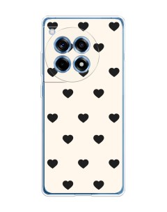 Чехол на OnePlus Ace 3 12R Черные сердечки на белом Homey