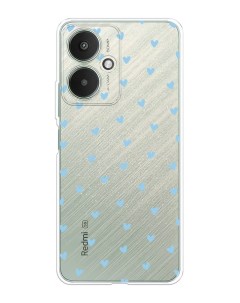 Чехол на Xiaomi Redmi 13C 5G Redmi 13R 5G Poco M6 5G Голубые сердечки паттерн Homey