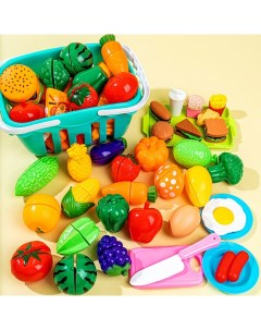 Игровой набор овощей и фруктов на липучках корзинка нож доска 40 предметов Русэкспресс