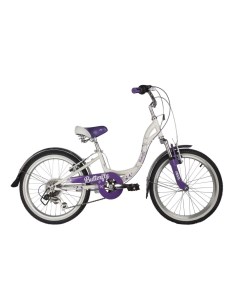 Детский велосипед Butterfly 6 sp 20 2022 белый фиолетовый Novatrack