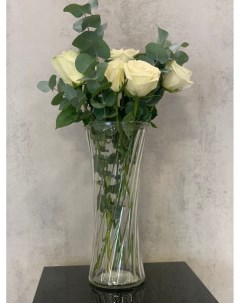 Красивая ваза из толстого стекла Аэлита прозрачная 30см 1 шт Aras flowers