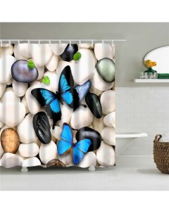 Штора для ванн тканевая с кольцами высота 2м ширина 1 8м фото Butterflies Zalel