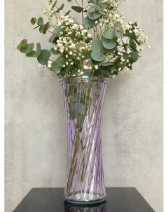Красивая ваза из толстого стекла Аэлита 30см фиолетовая 1 шт Aras flowers