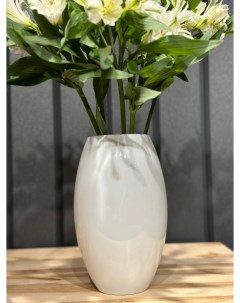 Красивая белая глянцевая Ваза 24 см 1 шт Aras flowers