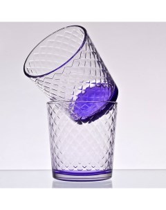Стеклянны стаканы фиолетовые широкие с полосками Опытный стекольный завод