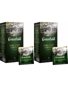 Чай в пакетиках Earl Grey Fantasy Бергамот черный 25 пакетиков х 2 шт Greenfield