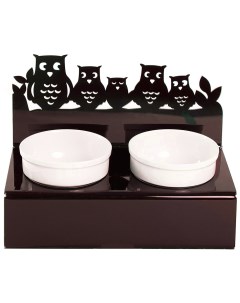 Двойная миска для кошек керамика пластик белый коричневый 2 шт по 0 35 л Артмиска