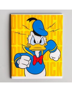Тетрадь 48 листов в клетку картонная обложка Дональд Дак Disney