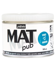 Краска акриловая экстра матовая Mat Pub 1 сине зеленый 500 мл Pebeo