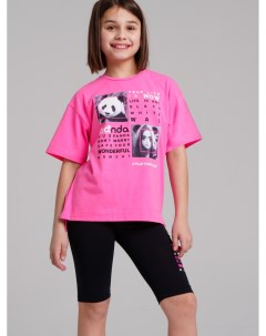 Комплект трикотажный для девочек брюки легинсы укороченные фуфайка футболка Playtoday tween