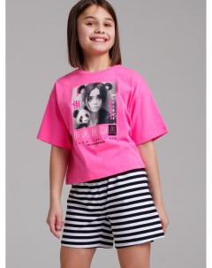Комплект трикотажный для девочек майка шорты фуфайка футболка Playtoday tween