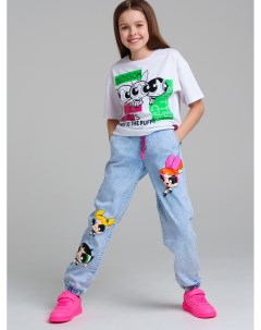 Брюки текстильные джинсовые для девочек Playtoday tween