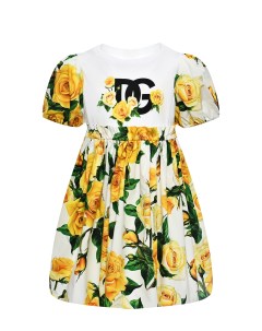 Платье с принтом желтые розы Dolce&gabbana