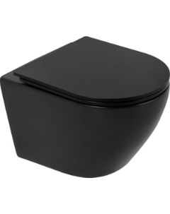 Унитаз подвесной безободковый Colorato с сиденьем микролифт черный матовый BB062CHR MB BB062SC MB Belbagno