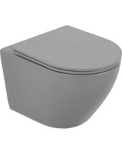 Унитаз подвесной безободковый Colorato с сиденьем микролифт серый матовый BB062CHR GR BB062SC GR Belbagno