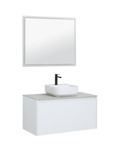 Мебель для ванной Nova Lite 100 один ящик белый глянец серая Aquanet