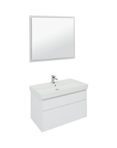Мебель для ванной Nova Lite 100 два ящика белый глянец Aquanet