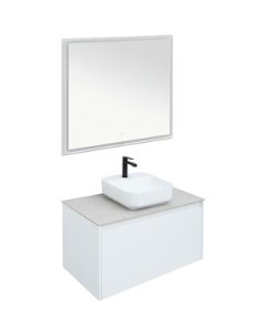 Мебель для ванной Nova Lite 90 один ящик белый глянец серая Aquanet