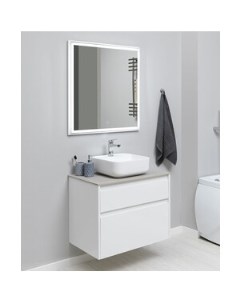 Мебель для ванной Nova Lite 75 два ящика белый глянец серая Aquanet