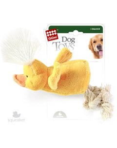 Игрушка для собак Утка с пищалкой ткань веревочный материал 15 см Gigwi