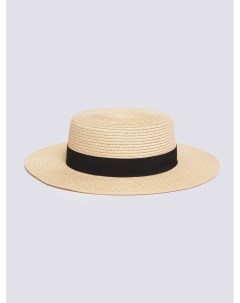 Соломенная плетёная шляпа канотье с лентой Zolla