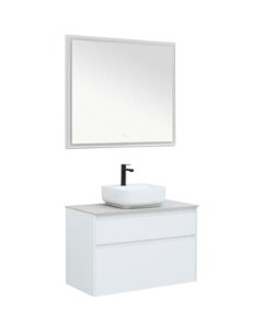 Мебель для ванной Nova Lite 90 два ящика белый глянец серая Aquanet
