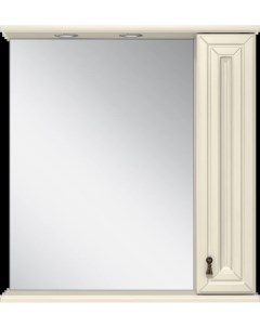 Зеркальный шкаф Лувр П Лвр03085 1014П 85x80 см R с подсветкой выключателем слоновая кость Misty