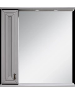 Зеркальный шкаф Лувр П Лвр03085 1504Л 85x80 см L с подсветкой выключателем серый матовый Misty