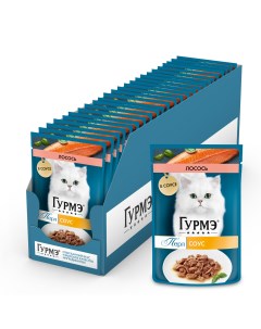 Перл пауч для кошек кусочки в соусе Лосось 75 г упаковка 26 шт Гурмэ