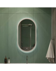 Зеркало Казань 45 белое с подсветкой сенсорной овальное белое изМДФ в современном стиле Diwo