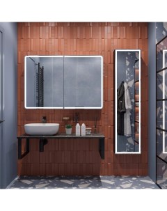 Мебель для ванной Элиста 120 чёрный мрамор с раковиной Moduo 50 Square комплект гарнитур Diwo