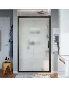 Душевая дверь в нишу Стокгольм DE019D290200 90 см профиль черный матовый стекло матовое Stworki