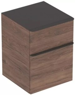 500 357 JR 1 Smyle Square Боковой шкафчик низкий с двумя выдвижными ящиками цвет пекан Geberit