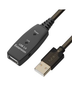 Кабель USB 2 0 Am USB 2 0 Af экранированный 7 5м черный прозрачный UECa5 53805 Gcr
